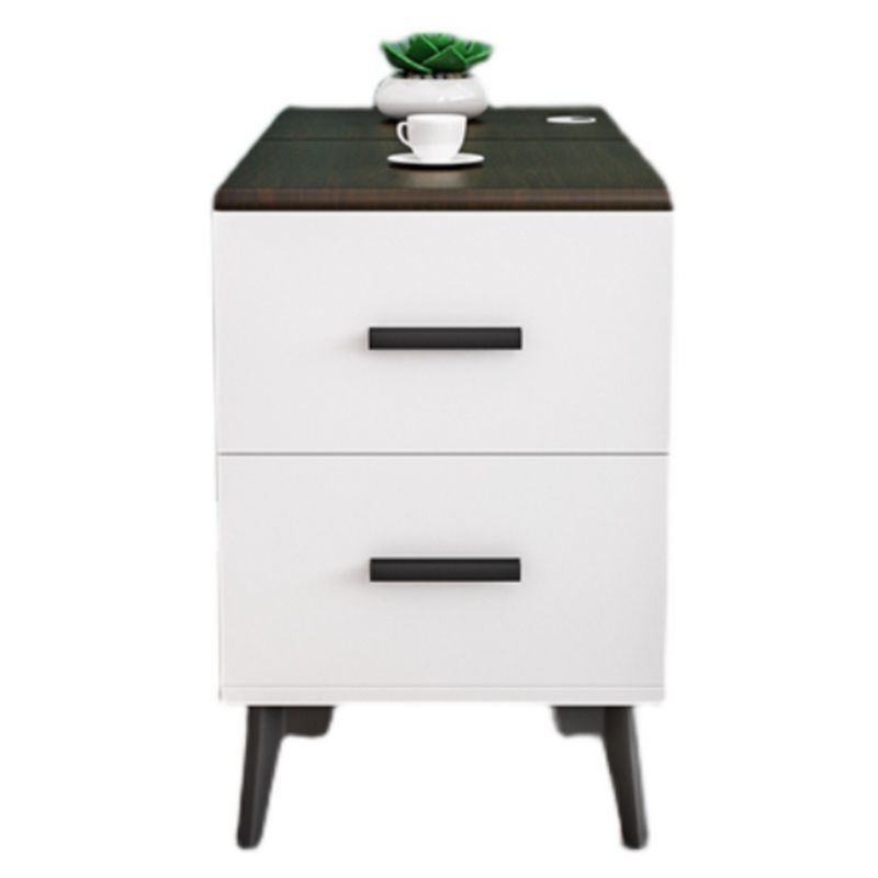 Rectangular Wood End Table 4 Legs 2-Drawer Side Table - 23.23" H