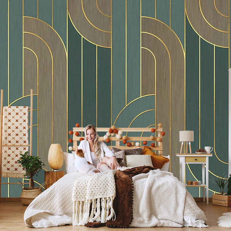 Stain-Resistant Mural Wallpaper Geometries and Stripe Personalized Size Contemporary Wall Art for Accent Wall