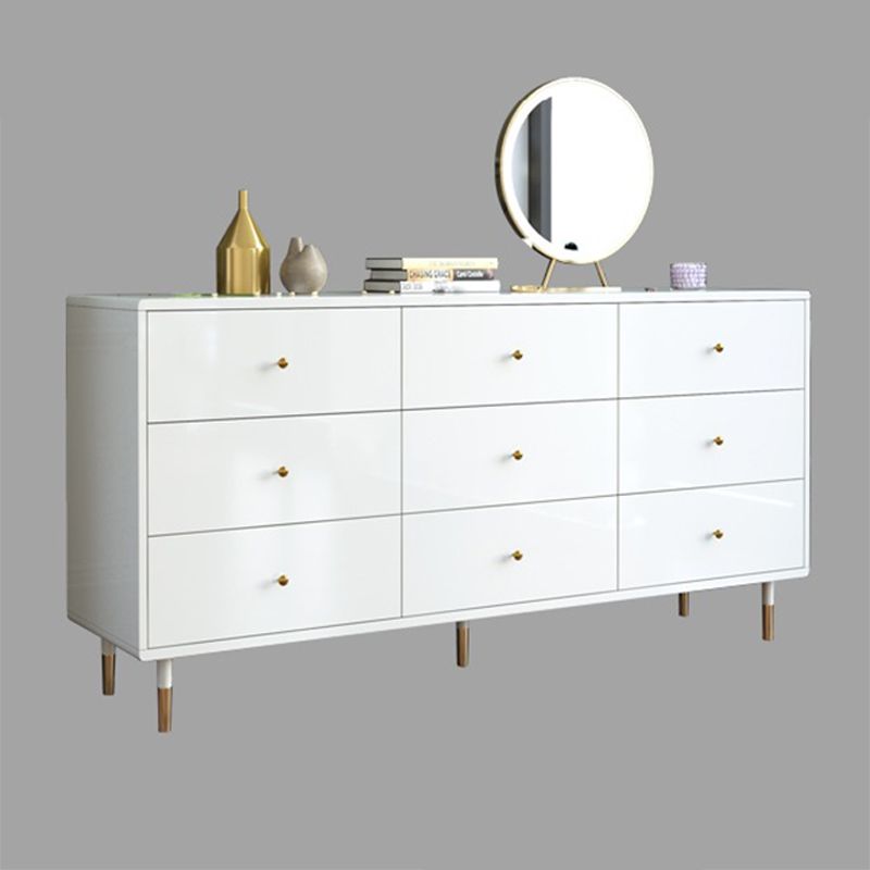 Living Room White 32"L Buffet Table Multi Drawer Simple Style Dining Table