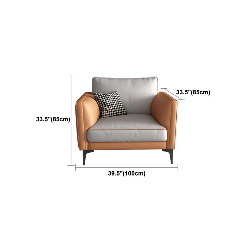 Light-grey Faux Leather Sofa/Sectional Stain-Resistant Square Arm Sofa
