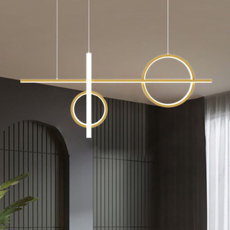 LED Parlour Pendant Lighting Fixture Contemporary Ceiling Suspension Lamp with Lines Acrylic Shade
