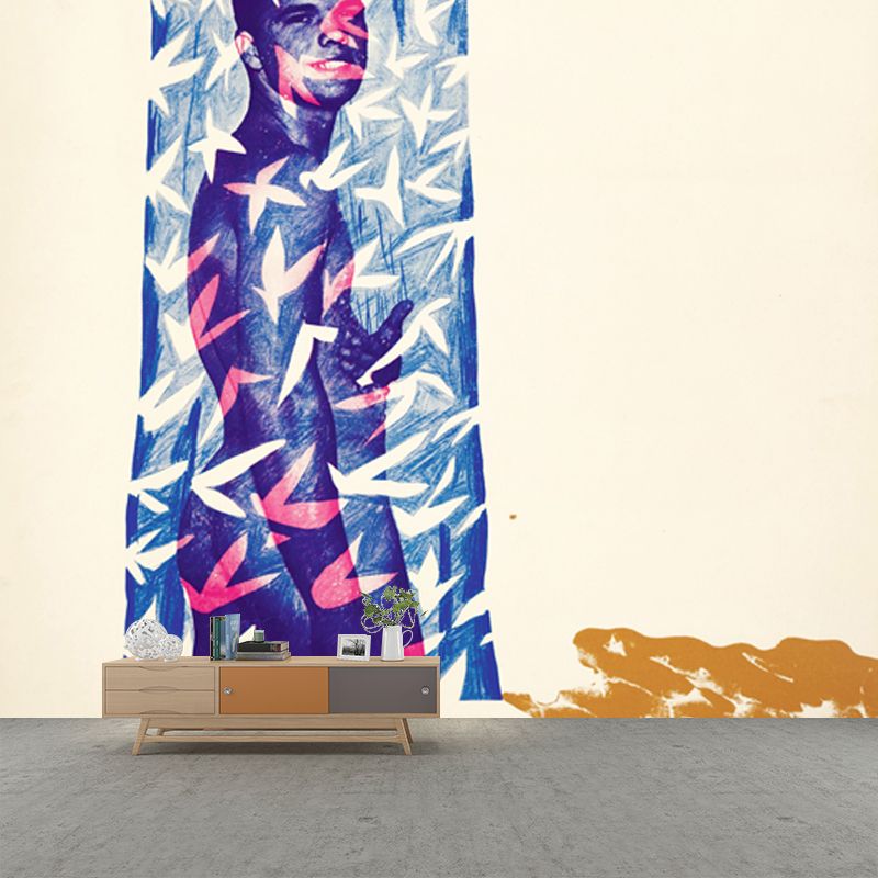 Custom Illustration Artistry Murals with Cleanliness is Next to Godliness Painting Painting, Blue-Purple-Yellow