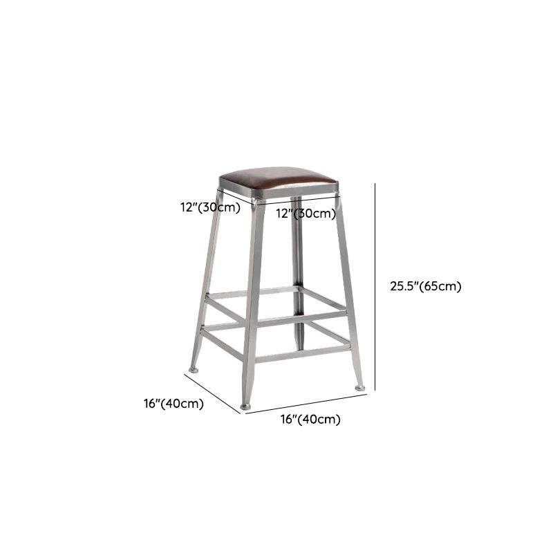 Faux Leather Dining Stools Armless Bar Stools with Metal Base