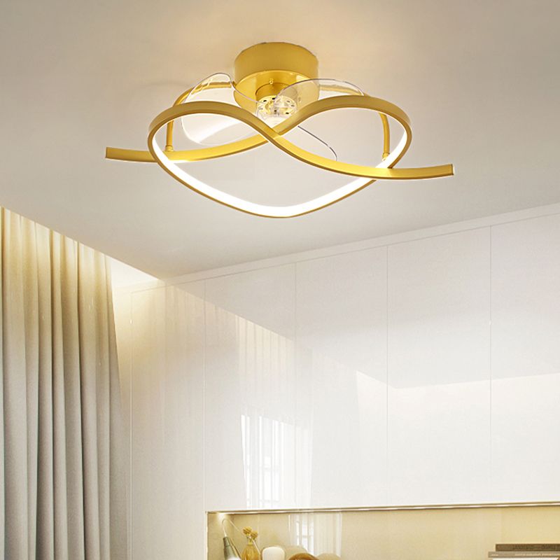 Simple Ceiling Fan Light Modern Multi-Light LED Ceiling Mount Lamp for Bedroom