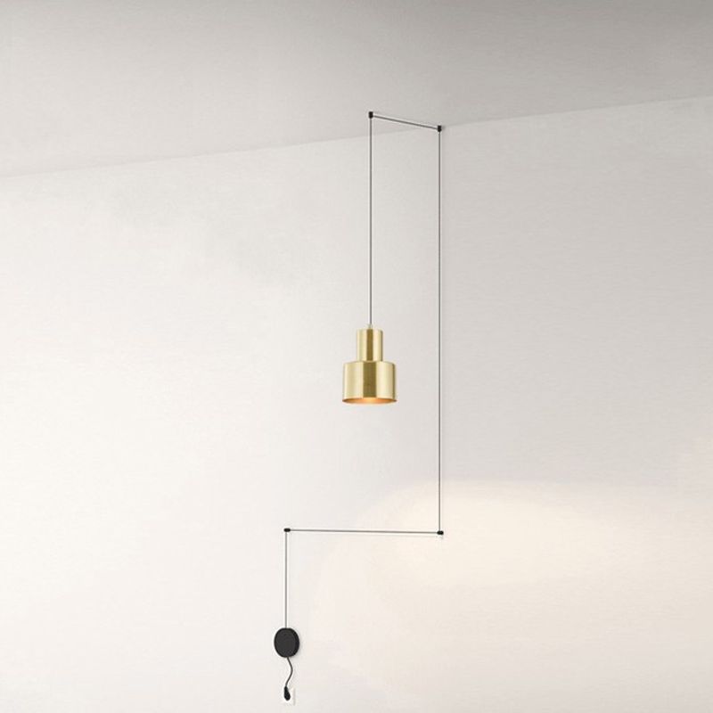 Goldene Handgranatendedecke Anhänger postmoderne 1 Kopfmetall Lineare Hanglampe für Schlafzimmer