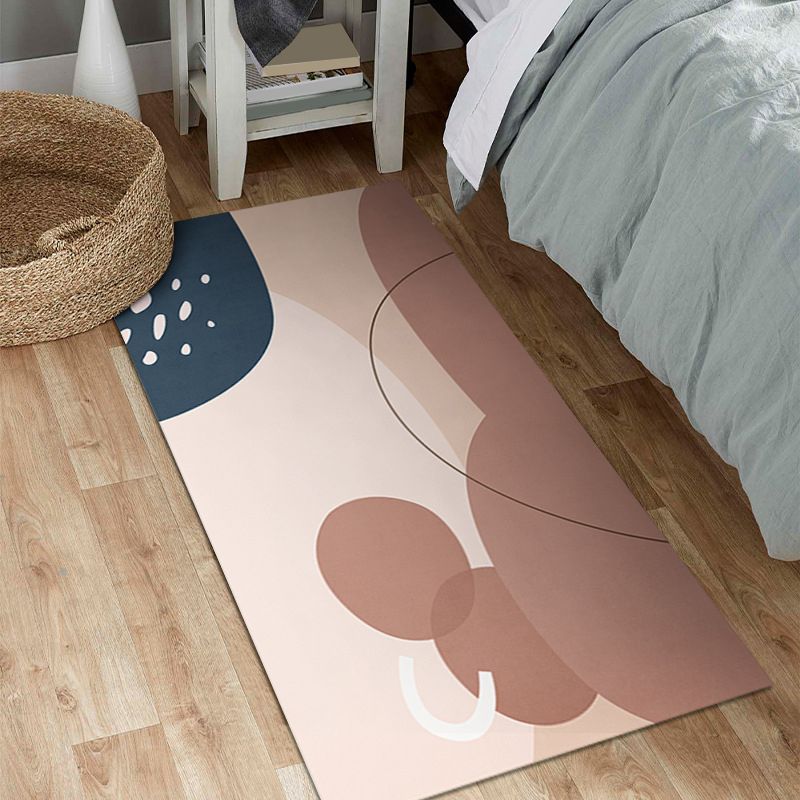 Nordic Dark Brown Rug Polyester Color Lump Rug Tear Resistant Rug for Bedroom