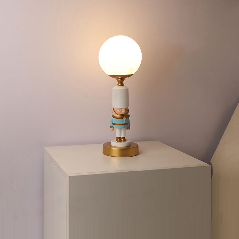 Soldier Bedside Nightstand Lamp Resin 1��Bulb Kids Style Table Lighting with Shade