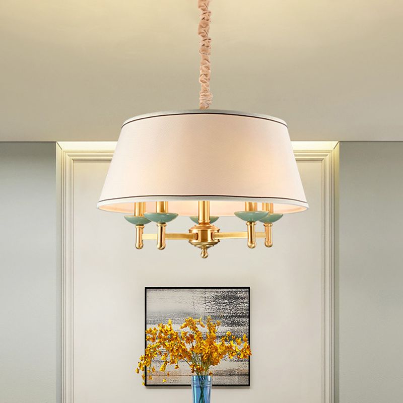 5 luci in tessuto lampadario lampadario classico classino bianco tamburo sala da pranzo kit lampada sospesa