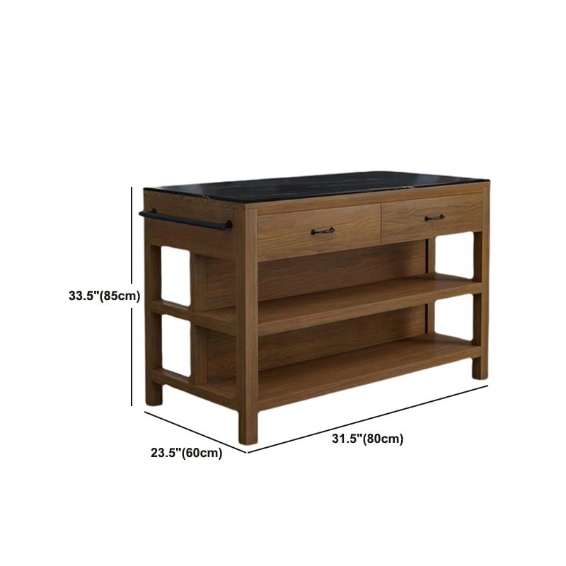 Modern Stationary Kitchen Island Table Wood Rectangular Kitchen Island Table with Drawer
