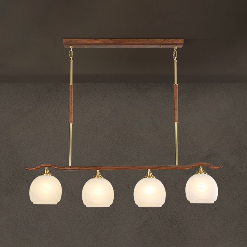 Modern Style Dome Shape Island Lights White Glass Island Lighting in Brown