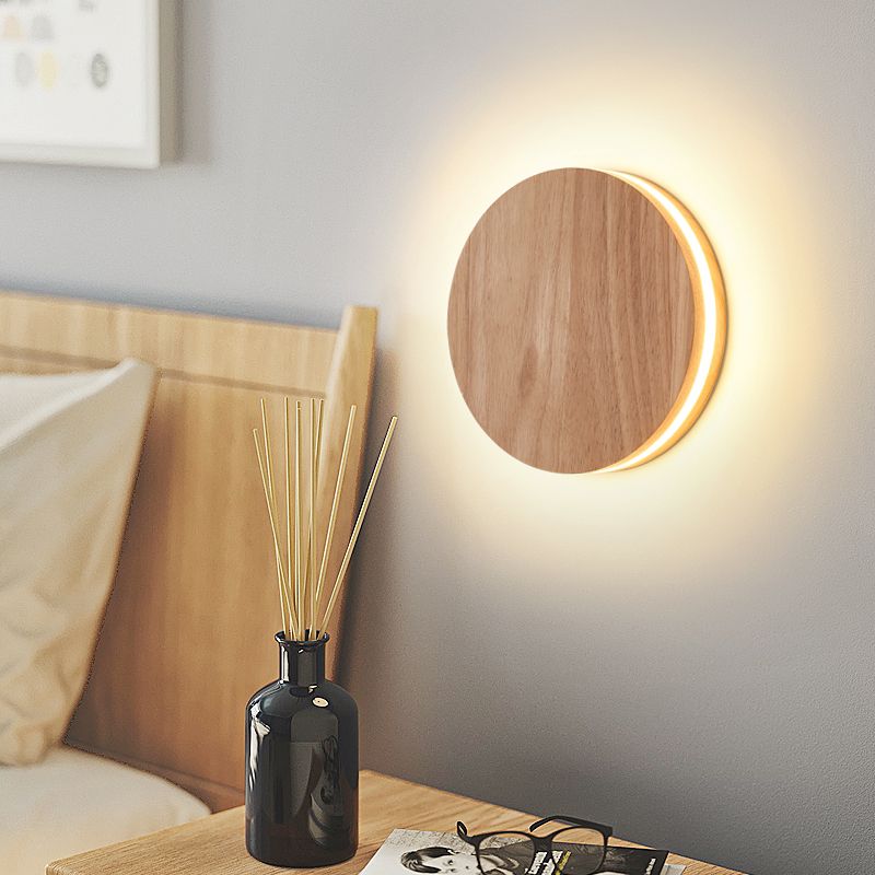 Modern Wall Sconce, illuminazione montata in legno giapponese a 1 luce per camera da letto