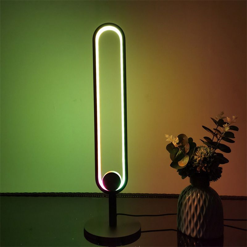 Lampada da tavolo a forma ovale in alluminio stile contemporaneo 1 luce da tavolo per camera da letto