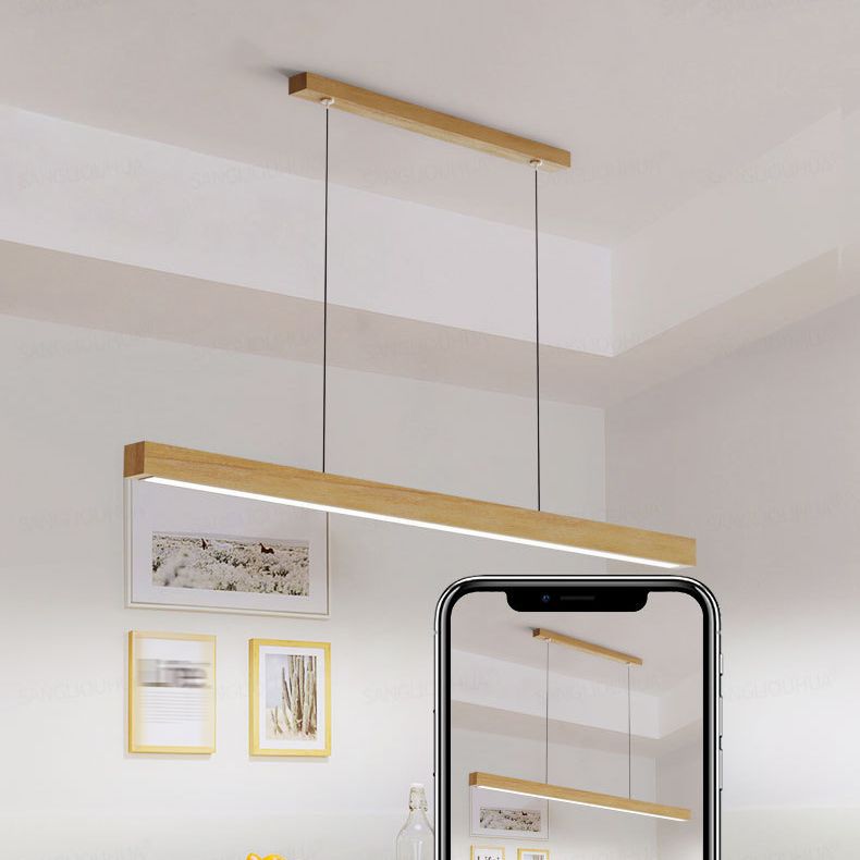 1 Light Linear Pendant Light Fixture Contemporary Metal Hanging Light in Brown