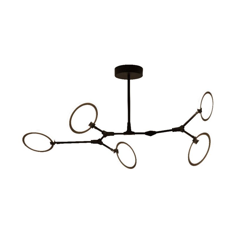 Contemporary Branch Metal Pendant Light 5 Heads Hanging Chandelier Light in Black