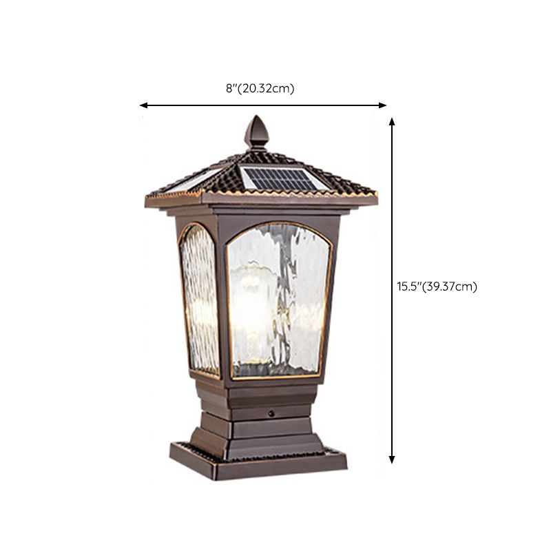 Rectangle Shape Metal Pillar Lamp Modern Style 1 Light Waterproof Outdoor Light in Copper