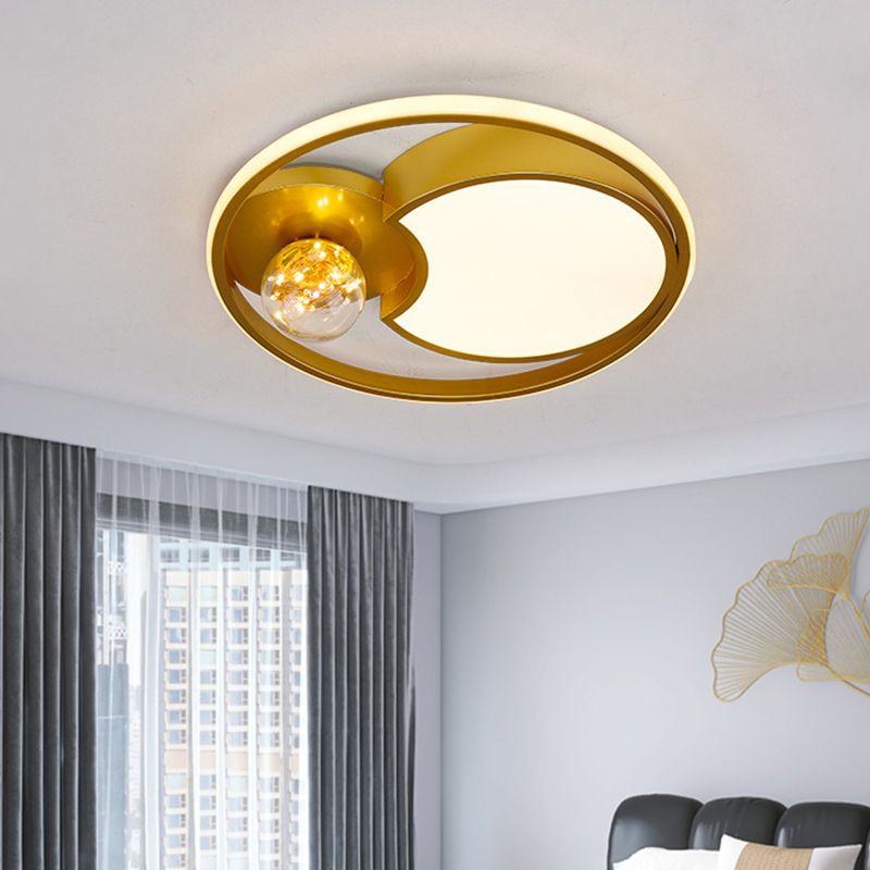 Metal Circle Ceiling Lighting Nordic Style LED Gold Close to Ceiling Lamp