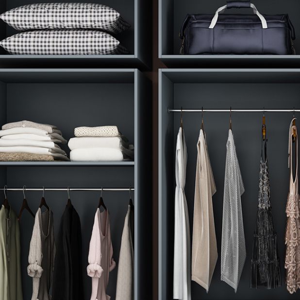 Grey Wooden Wardrobe Armoire Hinged Storage Cabinet with Soft Close Drawer