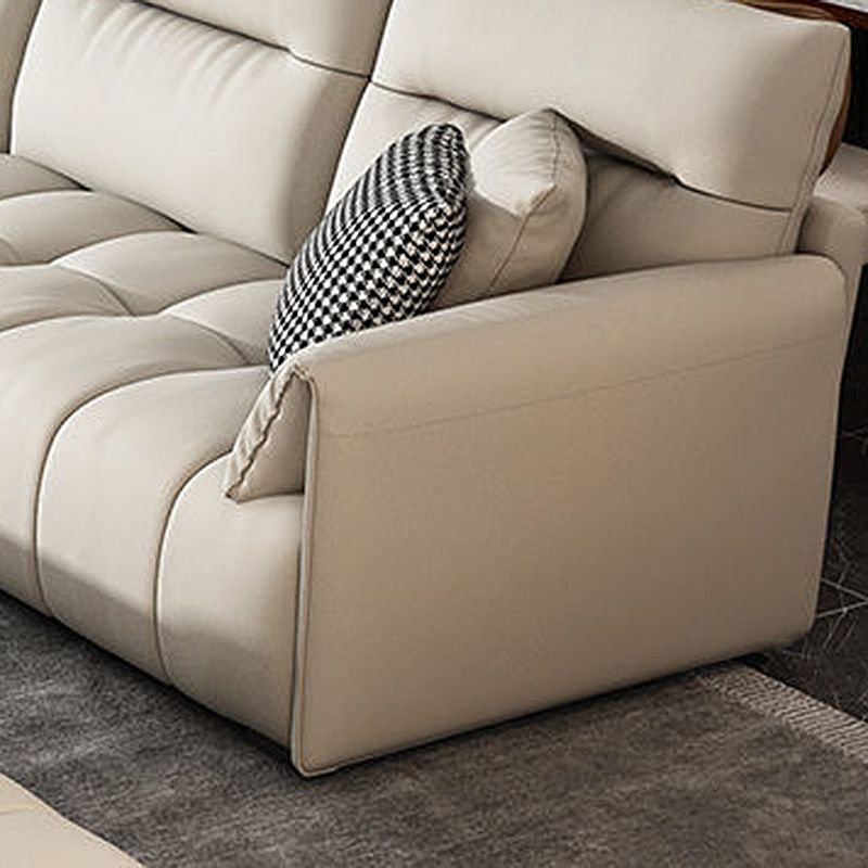 Living Room Cushion Back Couch Contemporary White Sofa with Pillow Top Arm