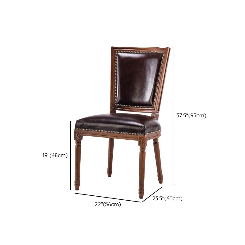 Rustic Style Open Back Brown Solid Wood Home Dining Side Chair