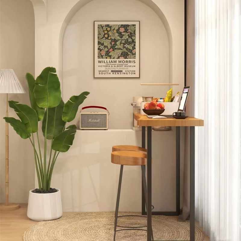 Rectangle Bar Dining Table Contemporary Wood Bar Table with Black Sled Base