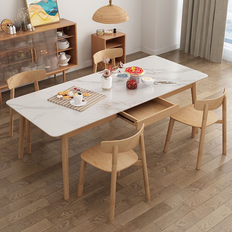 White Stone Top Dining Set for Home 1/2/5 Pieces Modern Dinette Set