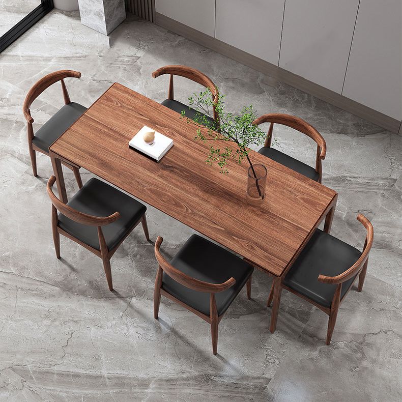 Mesa de comedor rectangular sencilla, mesa fija de Color madera con madera maciza de pino