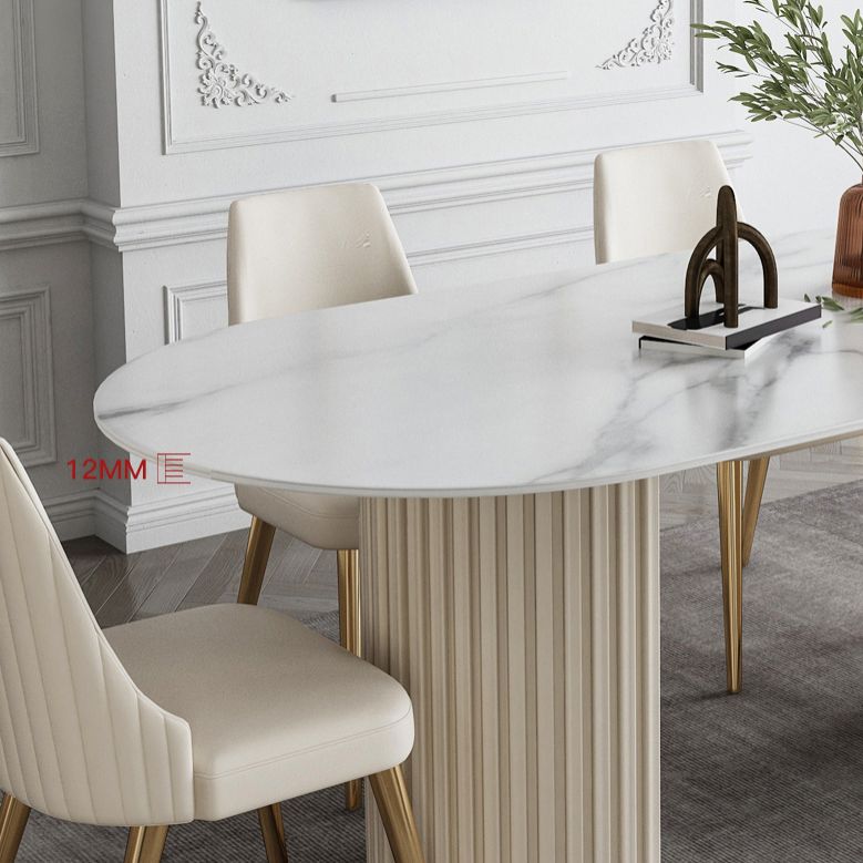Glam Style Oval Sintered Stone Dining Set 1/4/5/7 Pieces Dining Set for Dining Areas