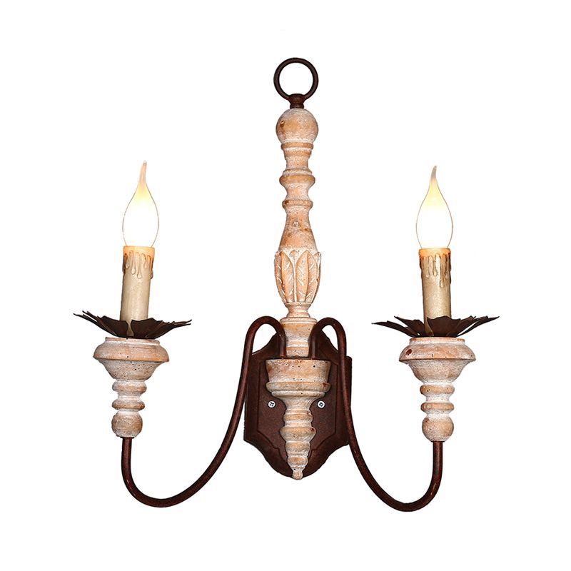 Luz de 2 luces Luz montado en la pared Candelabra Rustic Metal and Wood Splight Light for Corridor