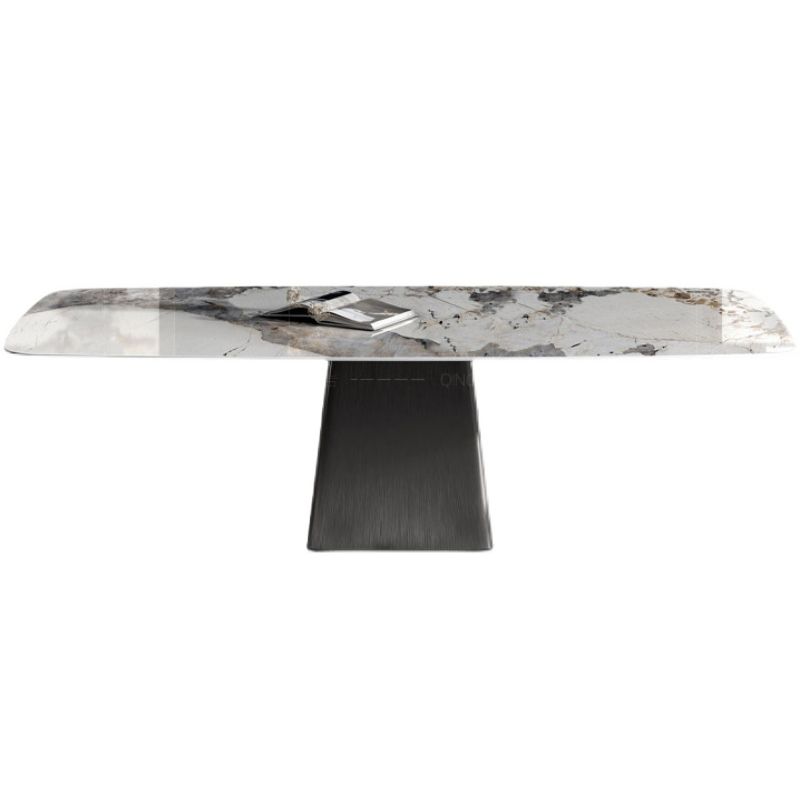 Rectangle Stone Top Dining Table Modern Metal Base Dining Table for Living Room
