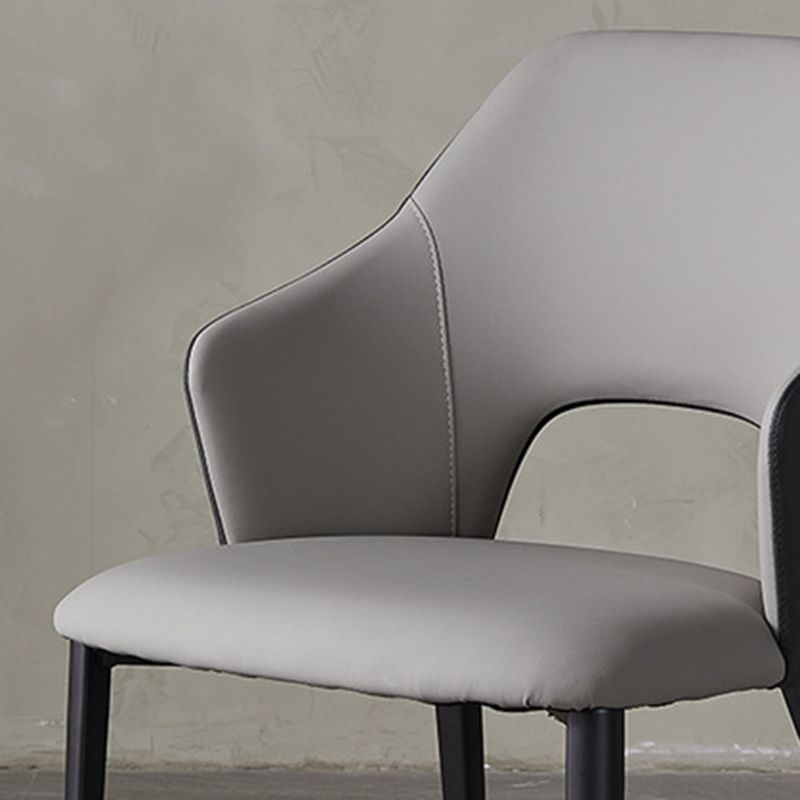 Contemporary Faux Leather Dining Chairs Black Legs Arm Chair