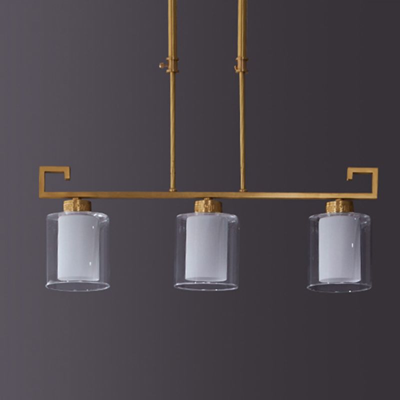 Cilinder Island Lighting Glass Contemporary Simplicity Fishting a sospensione per il ristorante