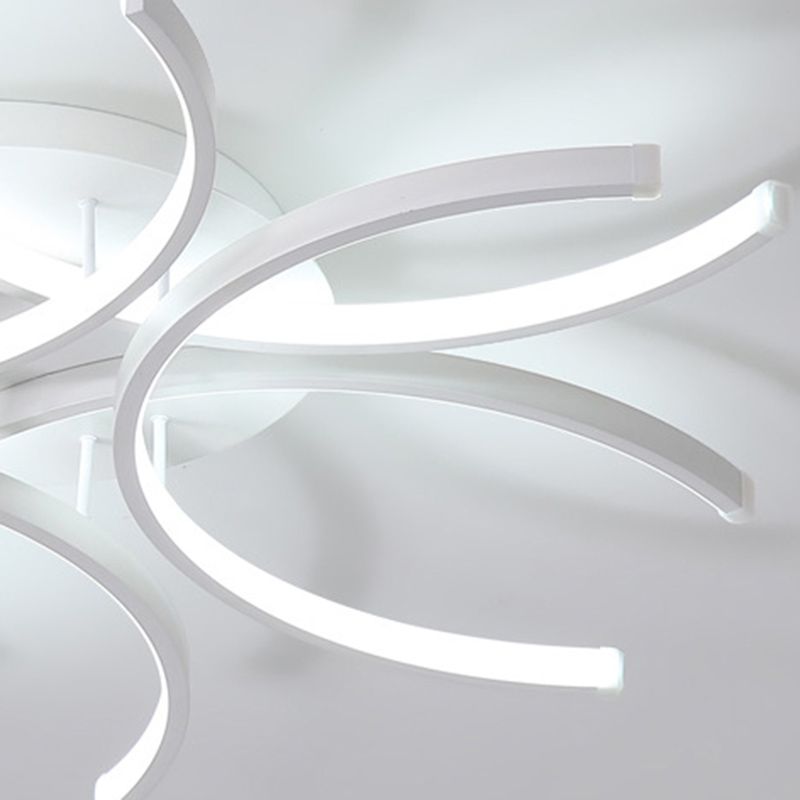 Acrylic White LED Ceiling Light in Modern Concise Style Lacquered Aluminium Linear Semi Flush Mount