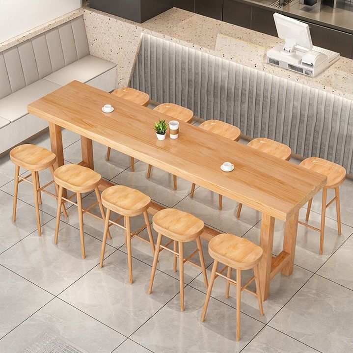 Modern 1/5/6/11 Pieces Bar Table Set Rectangle Pine Wood Counter Table with Stools