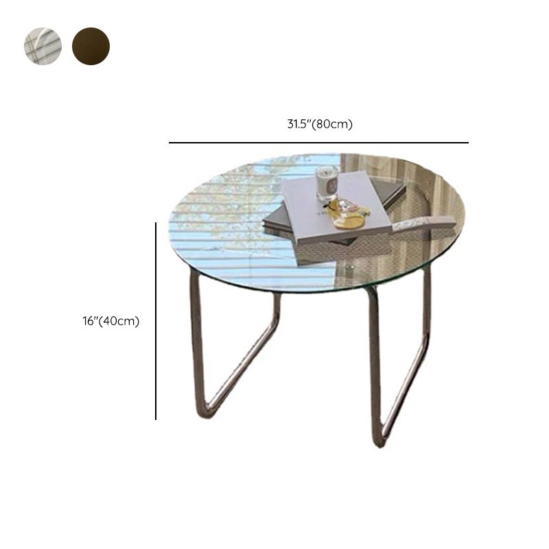 Modern Glass Top Round Coffee Table Sled Single Coffee Table