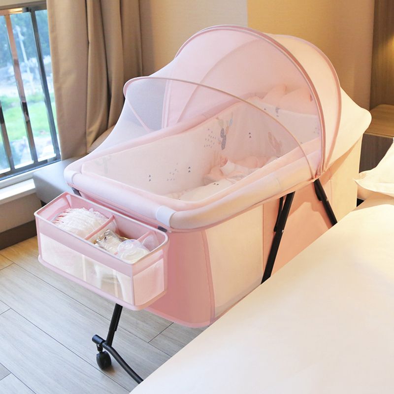 Modern Rocking Metal Gliding Height Adjustable Crib Cradle with Pad