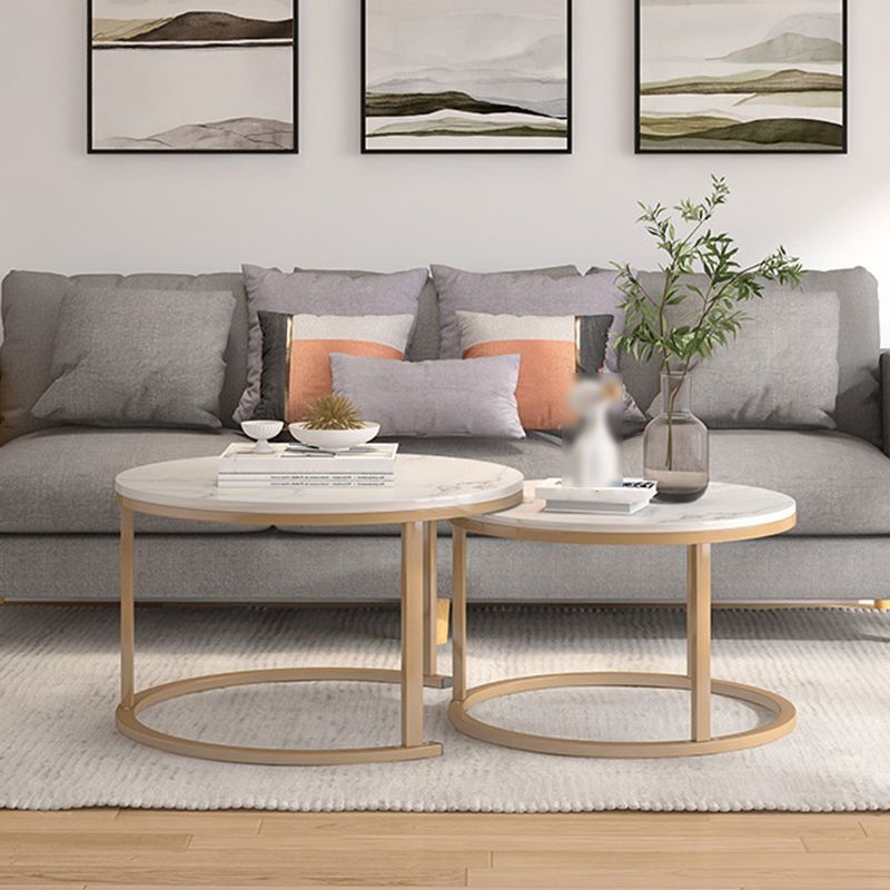 Frame 2 Piece Bunching Tables Slate Round Nesting Coffee Table