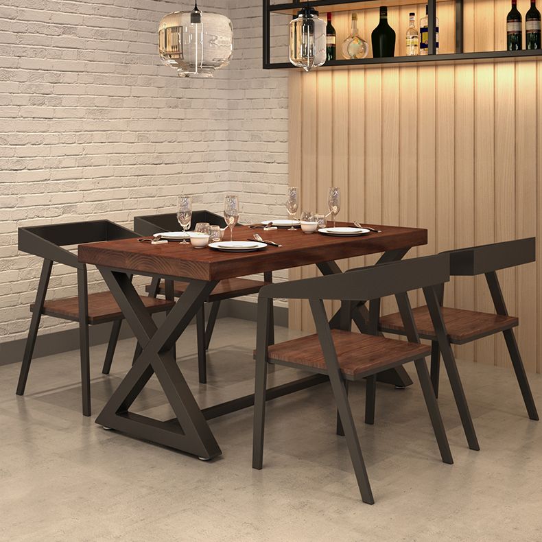 Mesa de madera de pino industrial para mesa de comedor rectangular de restaurantes con base de caballete