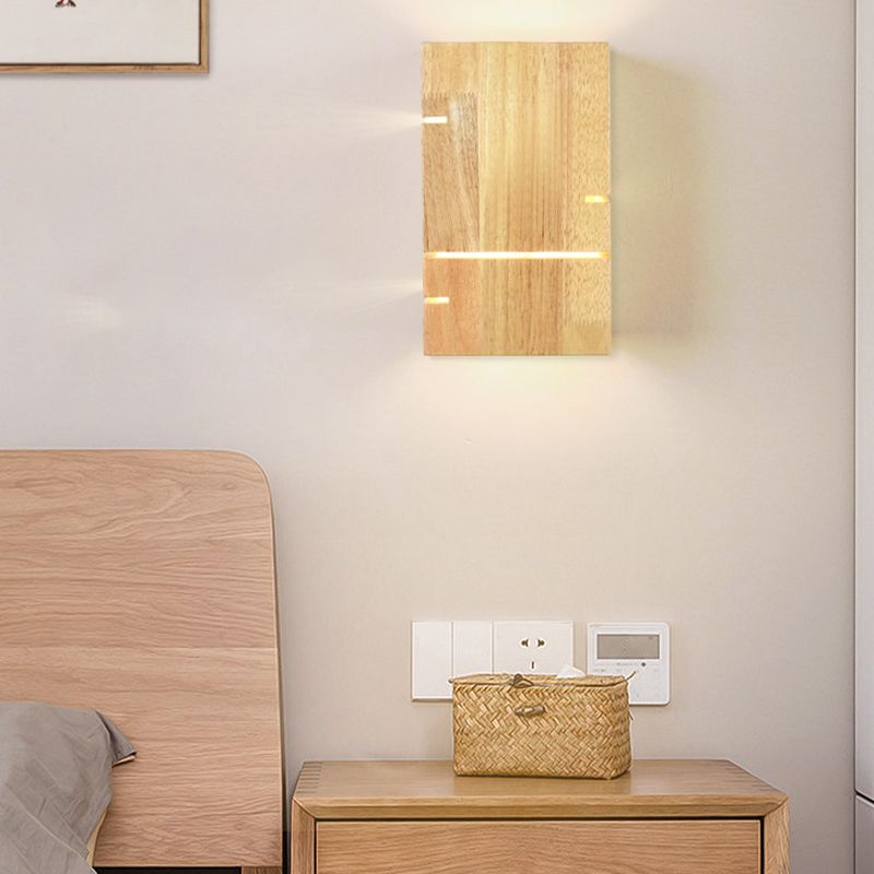 Wood Rectangular Wall Mounted Light Modern 2 Lights Wall Mounted Light Fixture