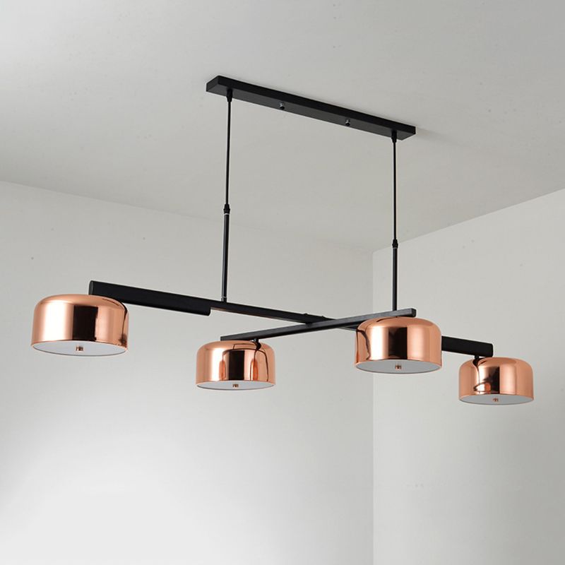 Drum Metal Island Lighting Fixture Luz de colgante de isla negra de estilo moderno para comedor