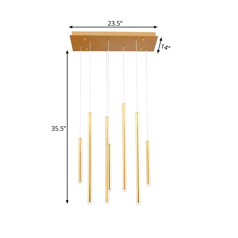 Éclairage pendentif brun / or mince moderne 7 lumières Métal de lumière suspendue pour salle à manger avec cordon réglable en chaud / blanc
