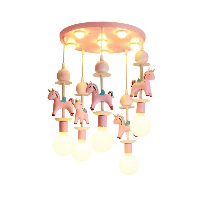 Regenboog eenhoorn kwekerij hanger plafondlichthars kinderen multi lamp hanger licht
