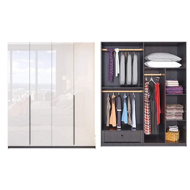 Contemporary Wooden Wardrobe White Colour Wardrobe Closet with Garment Rod