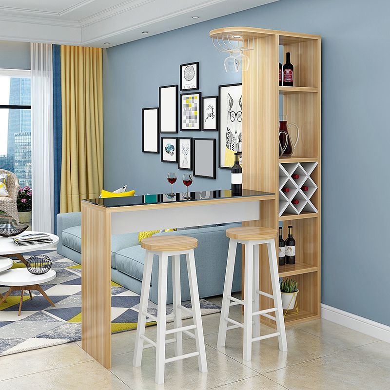 Manufactured Wood Bar Table with Storage Matte Finish Bistro Table for Small Places