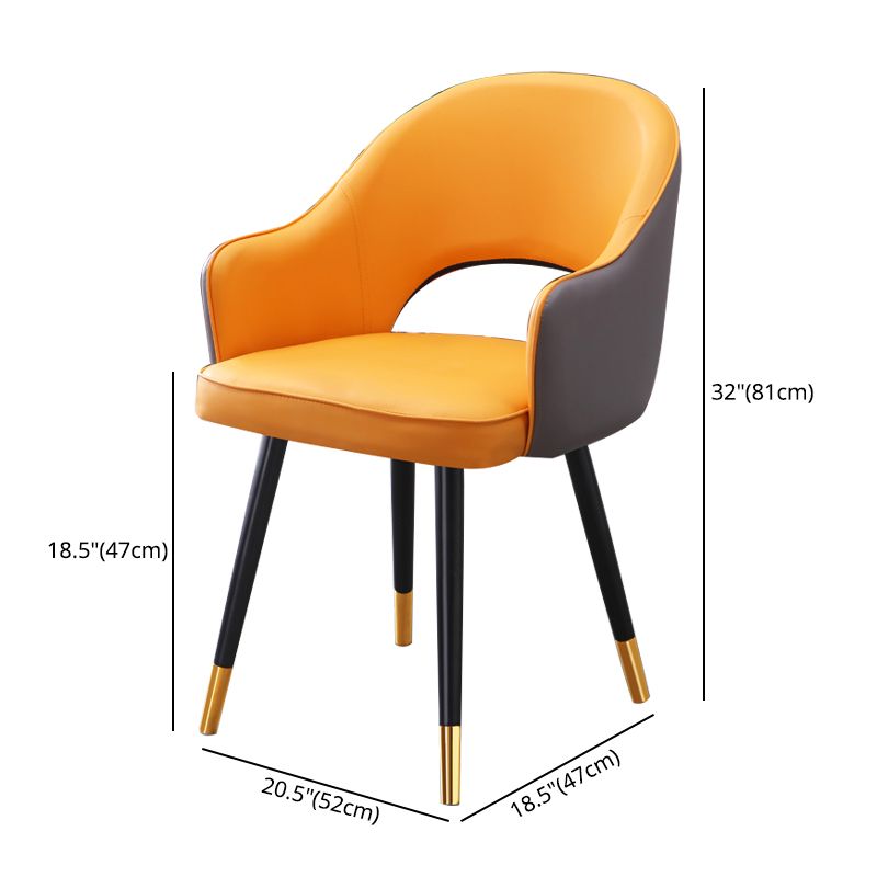 Inicio Sillón escandinavo Silla tapizada de comedor de metal con respaldo abierto