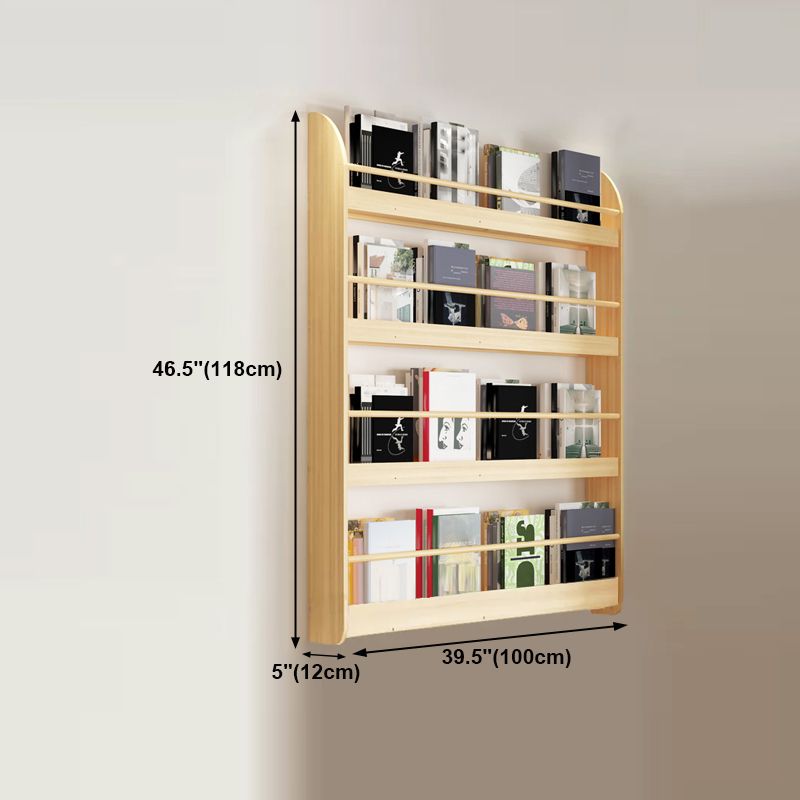 Wood Floating Bookcase Contemporary Style Wall Mounted Book Shelf
