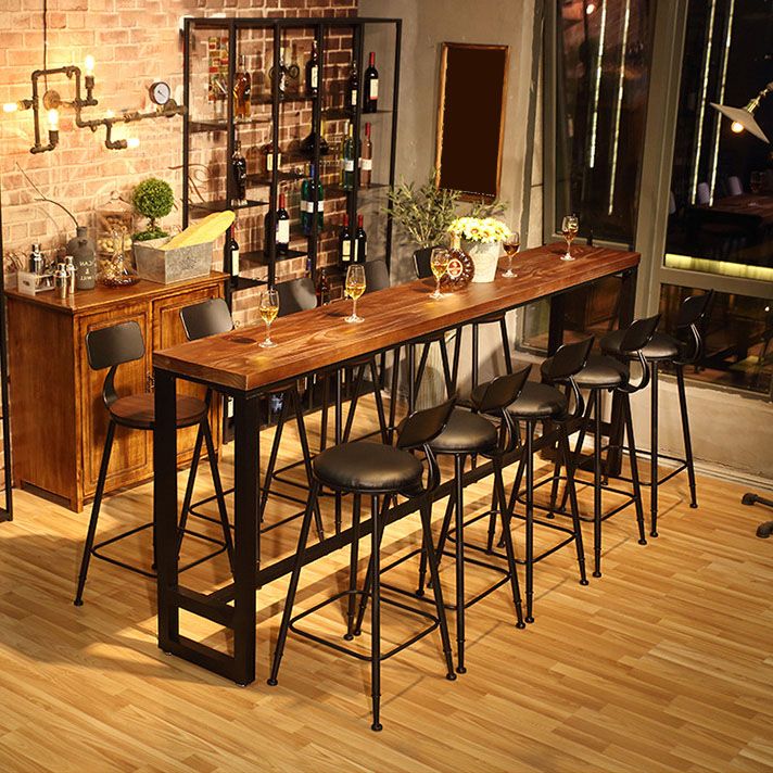 Modern 1/11 Pieces Bar Table Set Rectangle Wood Counter Table with High Stools for Cafe