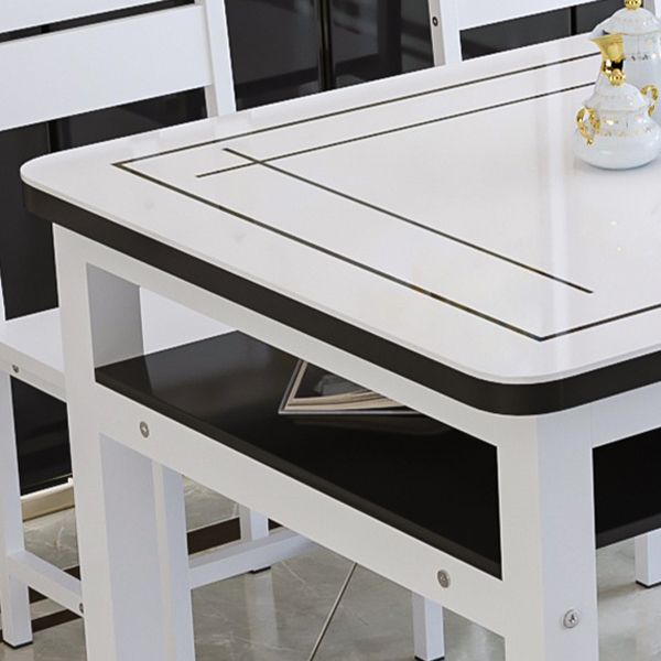 Modern Tempered Glass Desktop Rectangle Dining Table for Dining Room