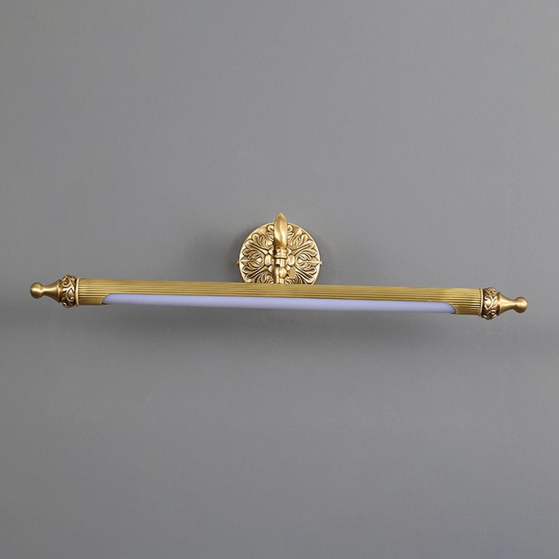 1 Light Linear Wall Lighting Modern Style Mirror Wall Mounted Light Fixture in Brass