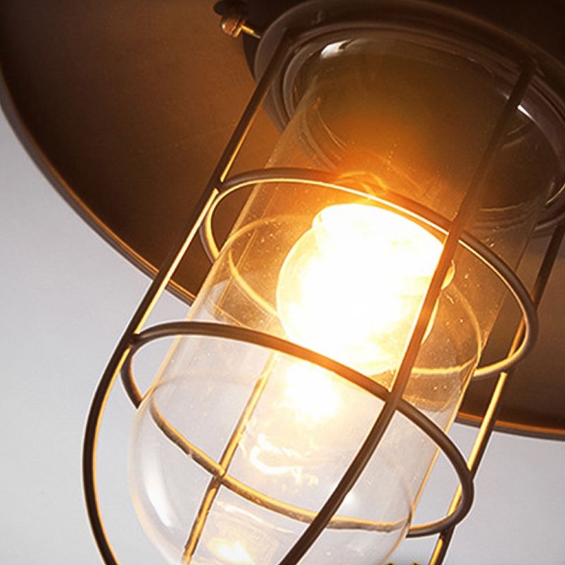 Geometric Shape Metal Wall Lighting Industrial Style Single Light Wall Mounted in Black