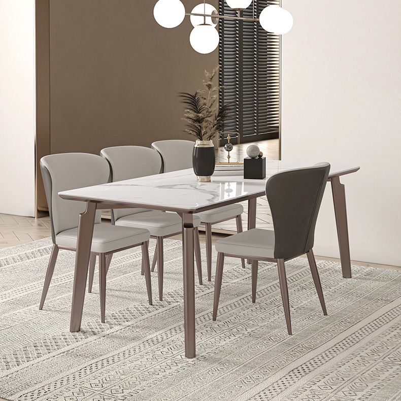 Sintered Stone Medieval Modern Table Rectangle Table with 4 Wooden Legs for Restaurant